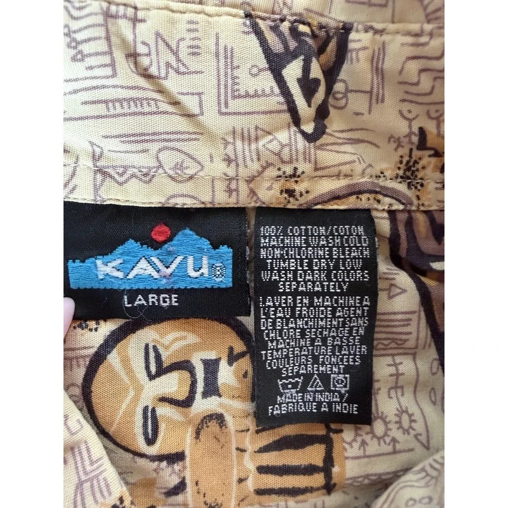 Kavu Men's Size Large Hawaiian‎ Shirt 100 Percent Cotton Tiki Surf Vacation